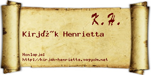 Kirják Henrietta névjegykártya